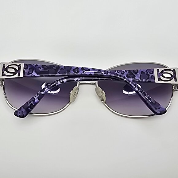 Bebe BB7054 Delicious Silver Purple Cheetah Print Frame Purple Lens Sunglasses - Picture 10 of 13